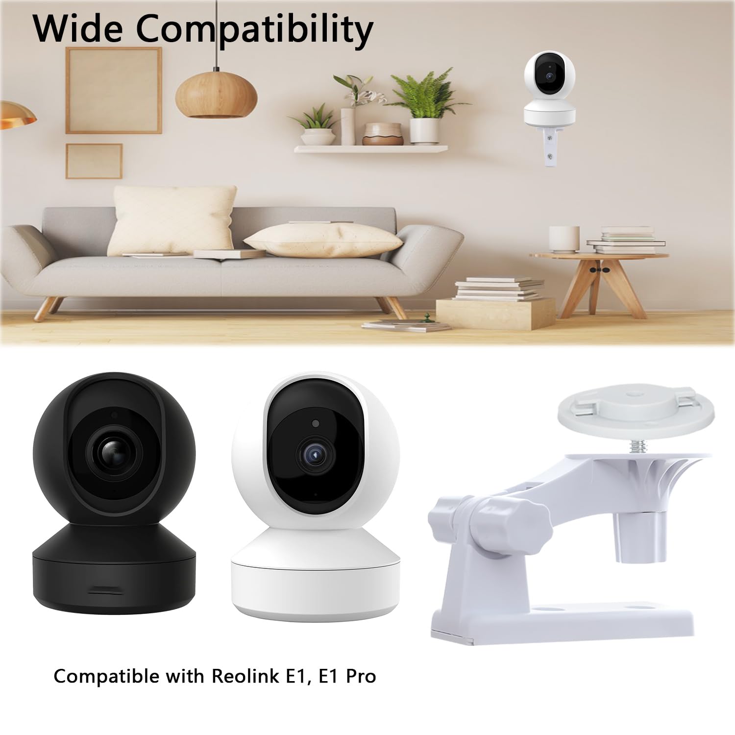 Tekcam Camera Wall Mount Compatible With Reolink E1 Pro/E1, 180� Adjustable Ceiling Camera Mount, Corner Camera Mount With Mounting Plate, Drill Installation, 2 Pack, White