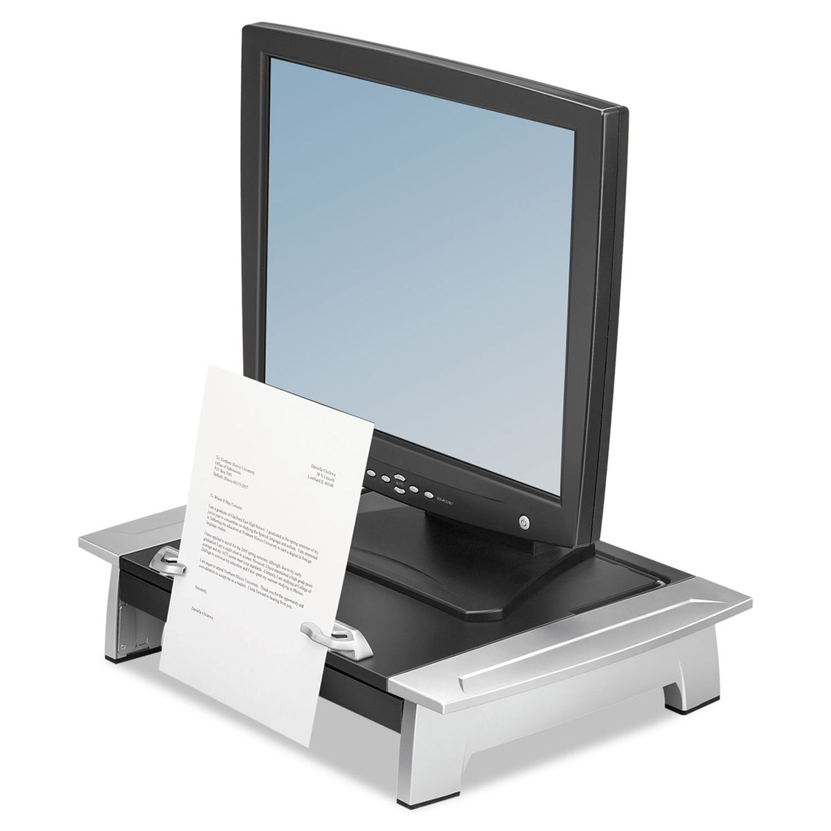 Fellowes 8036601 Monitor Riser,W/Copy Holder,19 7/8 Inch X14 1/16 Inch X4 6 1/2 Inch,Black