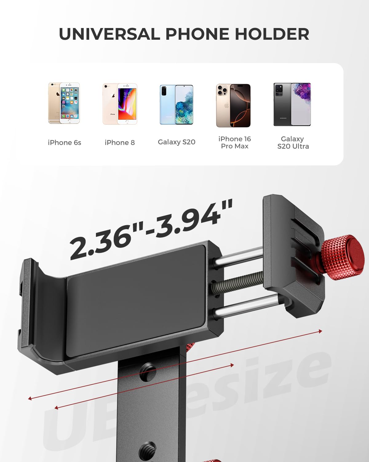 Ubeesize Metal Phone Tripod Mount Cold Shoes With Arca Qr Base, 3 Control Knob 360 Cell Phone Tripod Adapter For Iphone, Samsung