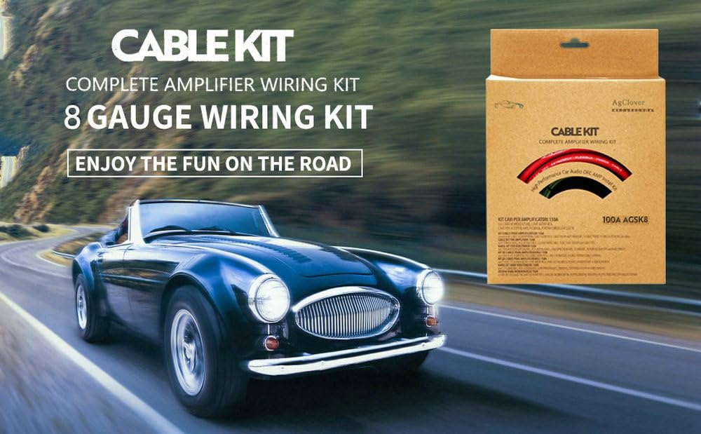 Agclover 8 Gauge Amp Wiring Kit, 100% Ofc Oxygen Free Copper Complete Amplifier Wire Installation Kit  Make Connections And Brin