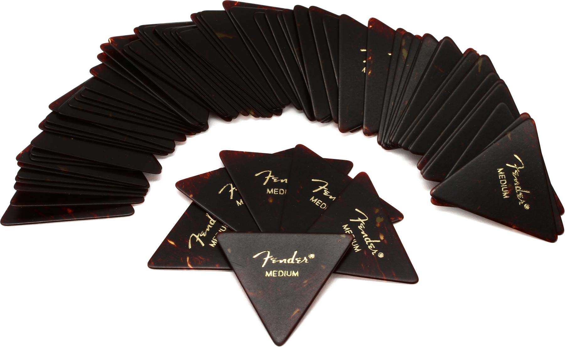 Fender Classic Celluloid Guitar Picks 355 Shape, Tortoise Shell, Medium, 72 Pack
