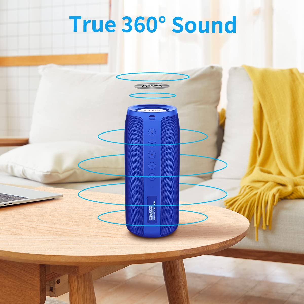 Bluetooth Speaker,Musibaby M88 Speaker,Speakers Bluetooth Wireless,Dual Pairing, Bluetooth 5.0,Loud Stereo Sound,Booming Bass,30H Playtime For Home& Outdoor Party,Beach,Portable Speaker,Gifts(Blue)