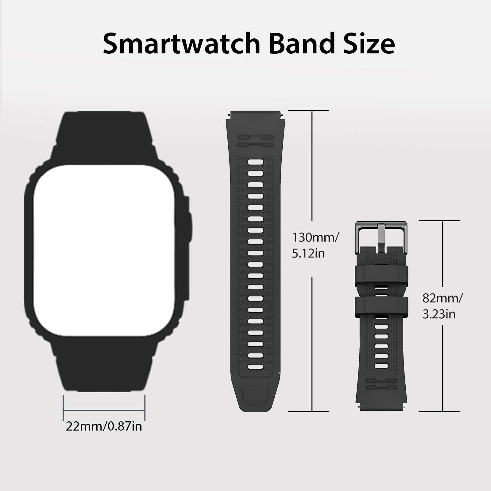 Smart Watch Band 22Mm 2 Pack, For Amaztim Smart Watch Bands Replacement M2/T2, For Carbinox Vortex, Compatible With Sunkta K-52,