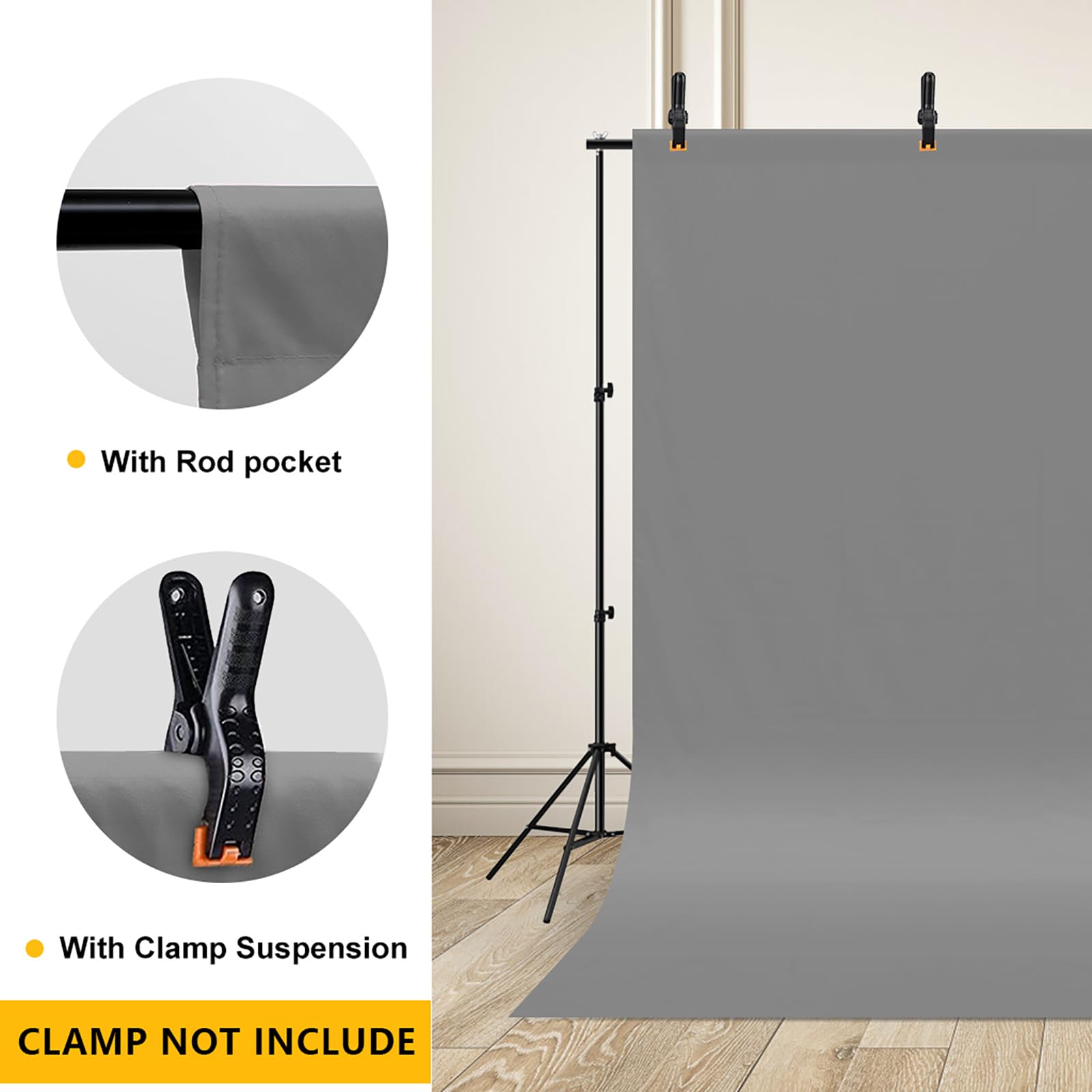 Cpliris 10X12Ft Grey Backdrop For Photography, Pure Polyester Grey Photo Booth Backdrop Collapsible Grey Screen Curtain For Phot