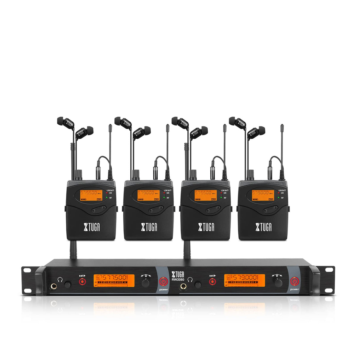 Xtuga Rw2080 Rocket Audio Whole Metal Wireless In Ear Monitor System 2 Channel 4 Bodypack Monitoring With In Earphone Wireless T