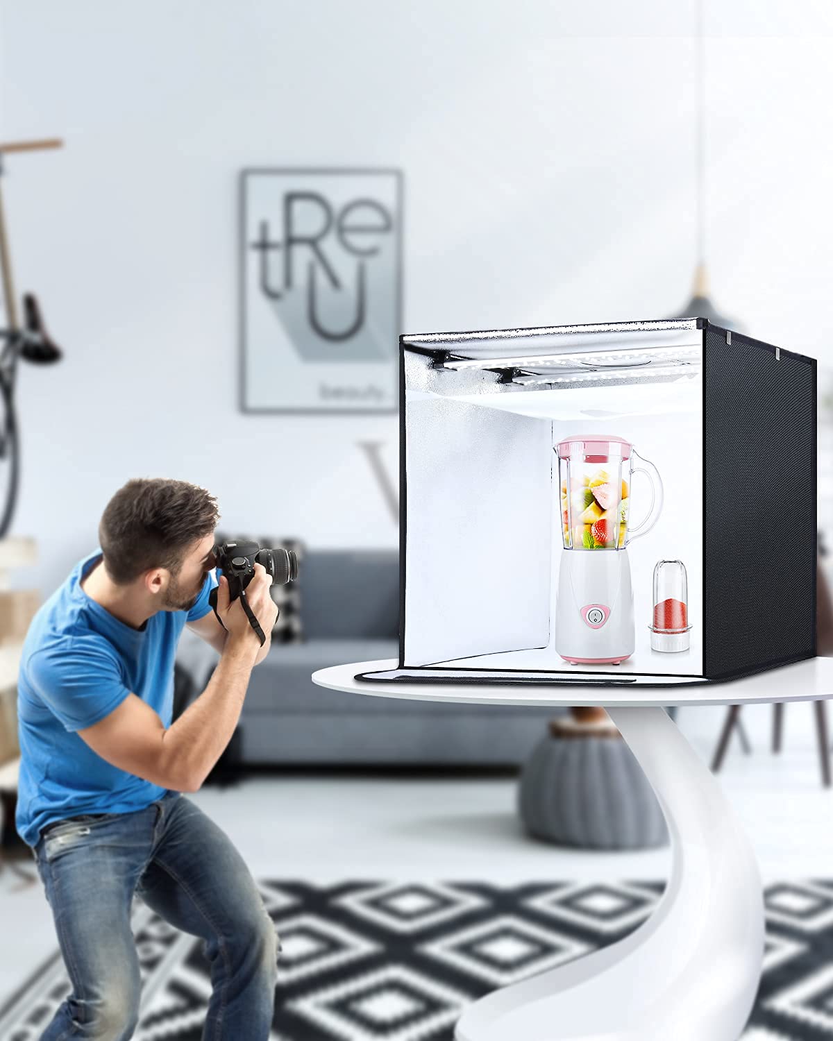 Yesker Photo Light Box, 24X24X24 Inch Portable Lighting Tent Kit Brightness Adjustable Studio Photography Booth With 126 Large L