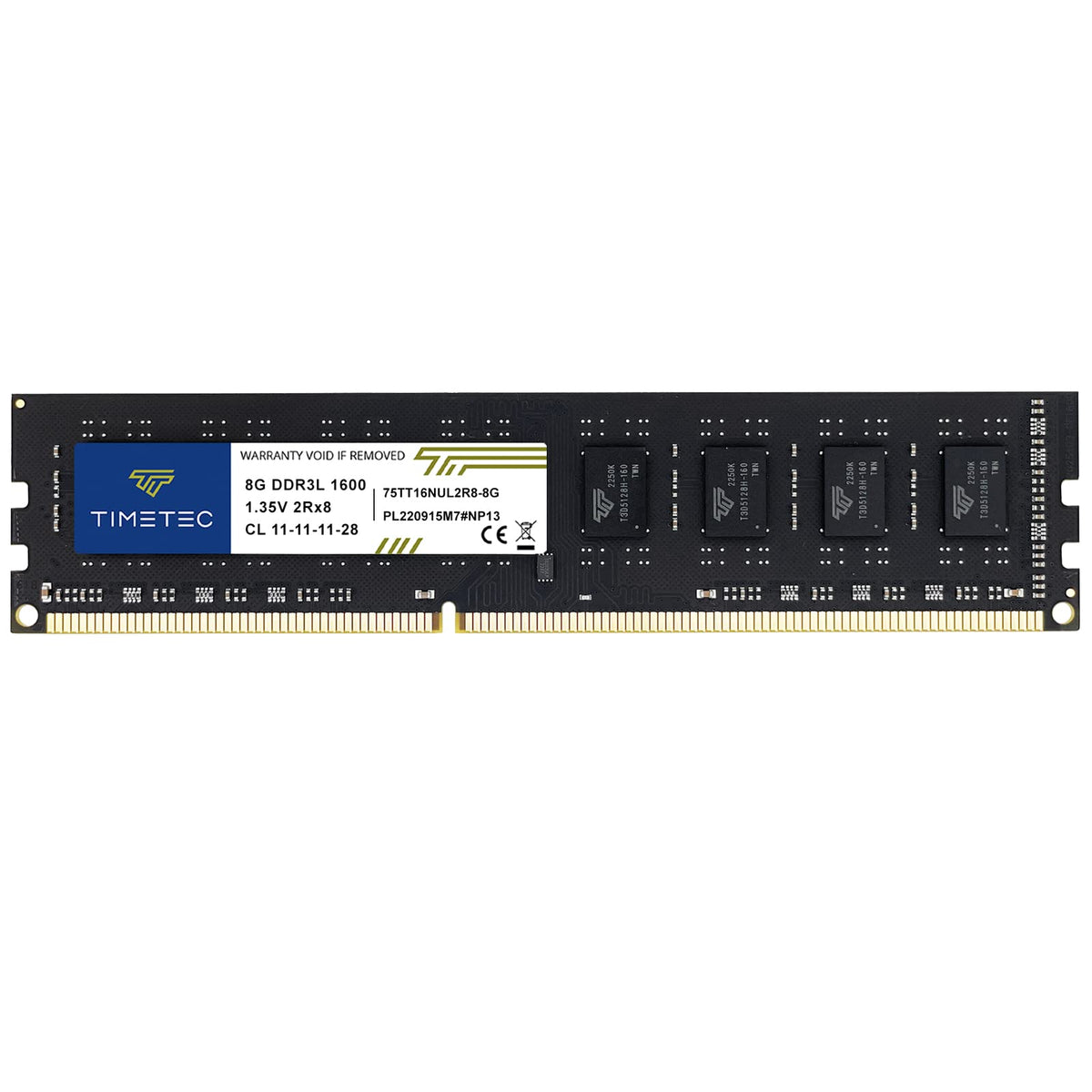 Timetec 8Gb Ddr3L / Ddr3 1600Mhz (Ddr3L-1600) Pc3L-12800 / Pc3-12800 (Pc3-12800U) Non-Ecc Unbuffered 1.35V / 1.5V Cl11 2Rx8 Dual Rank 240 Pin Udimm Desktop Pc Computer Memory Ram Module Upgrade (8Gb)