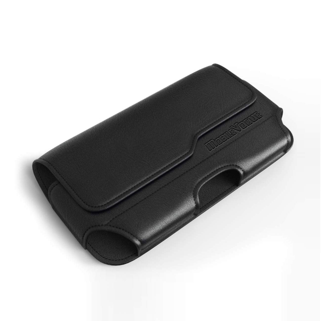 Reiko Mobile Vogue Eco-Friendly Leather Phone Pouch Holster, Black, 6.1x3.2x0.7 in, Compatible with iPhone/Galaxy/Android, Model K