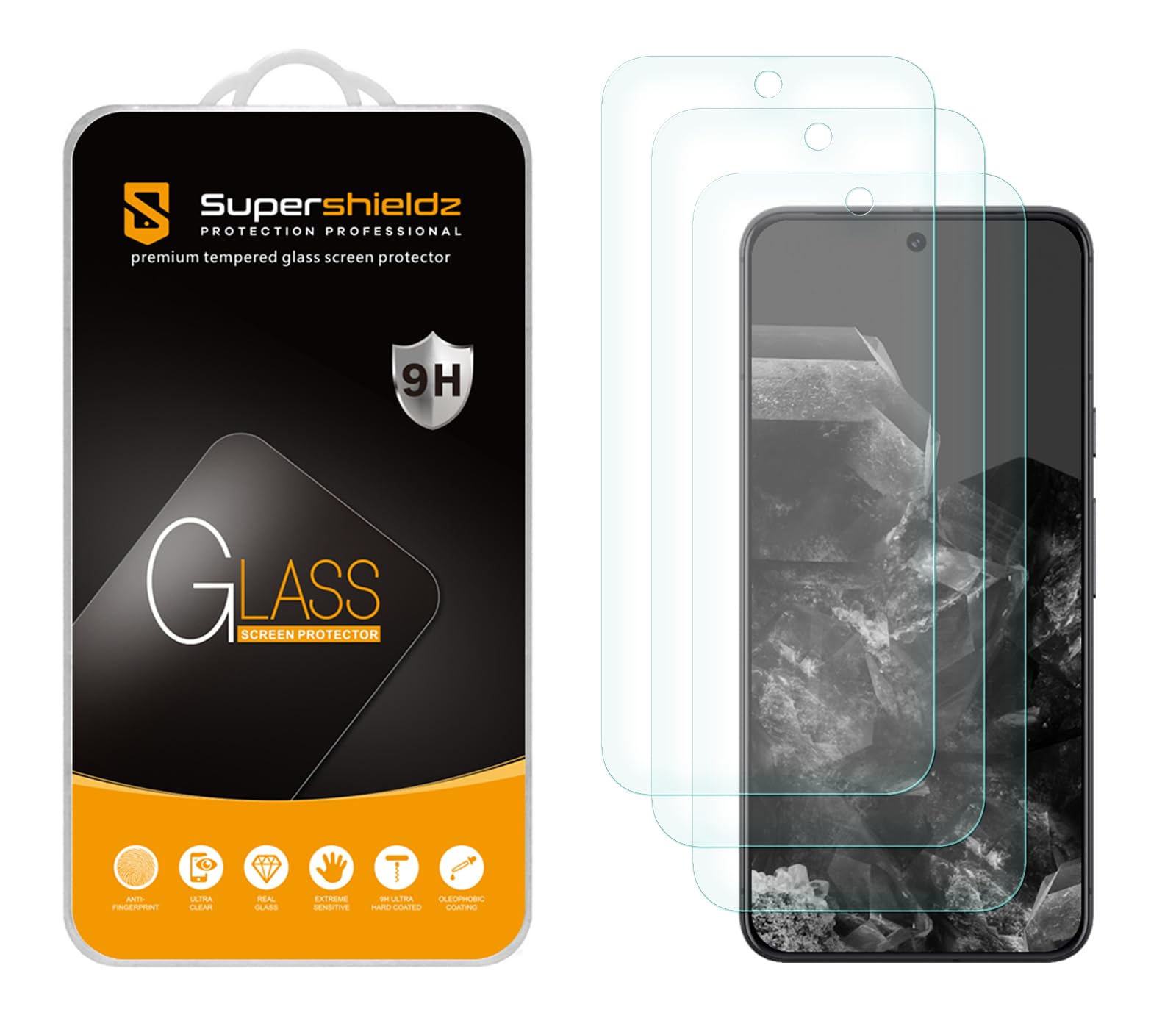 Supershieldz (3 Pack) Designed For Google Pixel 9 Tempered Glass Screen Protector, Anti Scratch, Bubble Free
