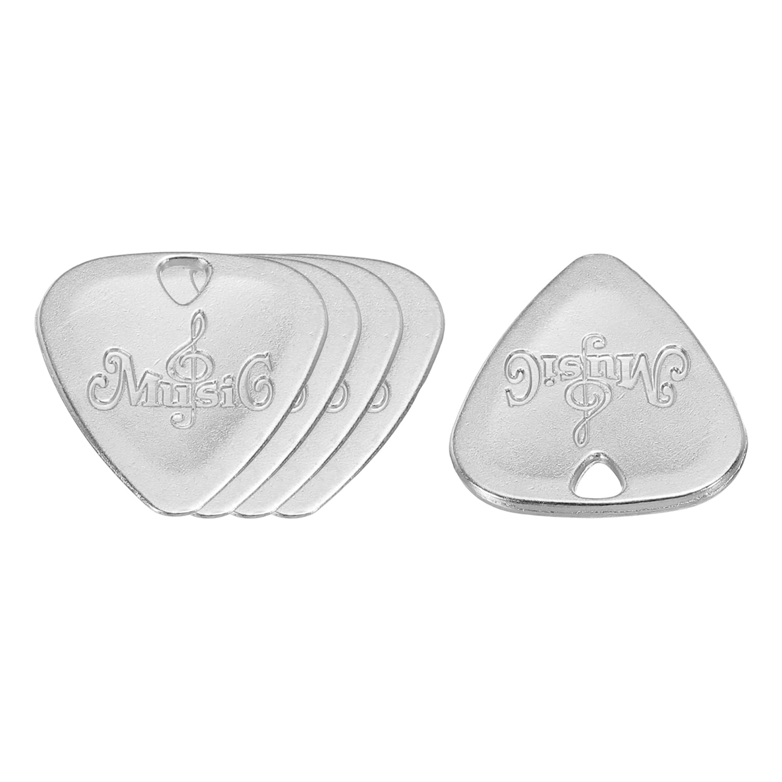 Meccanixity Guitar Picks 2Mm Thickness Metal Silver Tone For Guitar Musical Instrument Pack Of 5