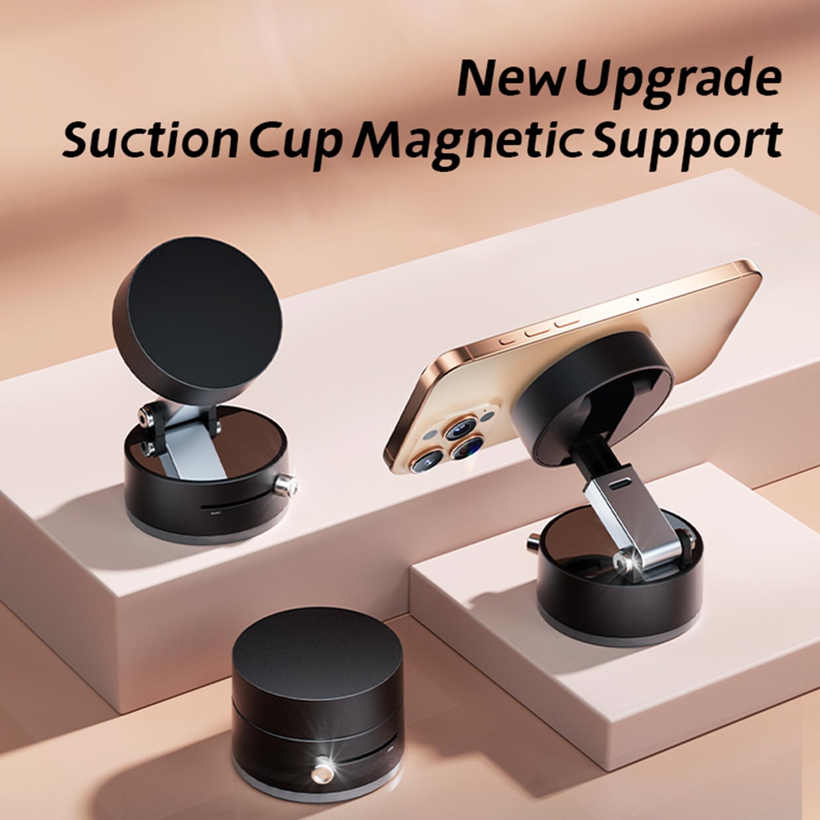 Newvenper Vacuum Magnetic Phone Holder Updated Suction Cup Phone Mount Foldable Multi-Scenario Application 360 Adjustable Magnet