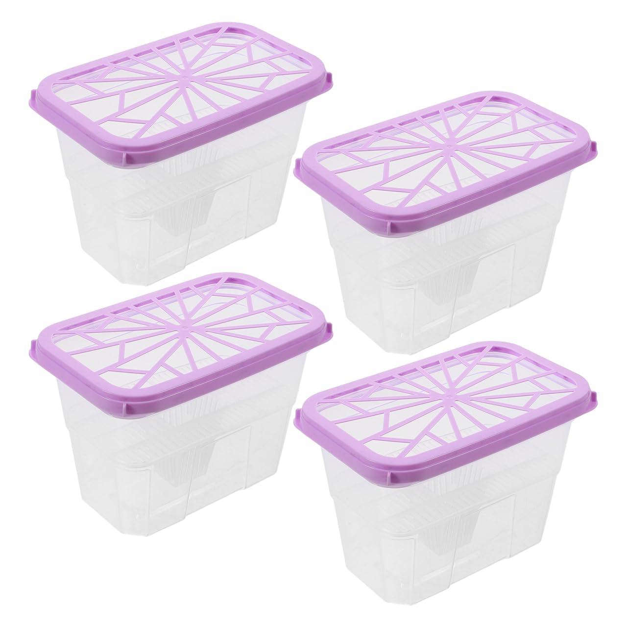 Hemobllo 4pcs Empty Moisture Absorber Boxes with Enhanced Airflow Design Reusable Plastic Containers for Wardrobes Cabinets and 