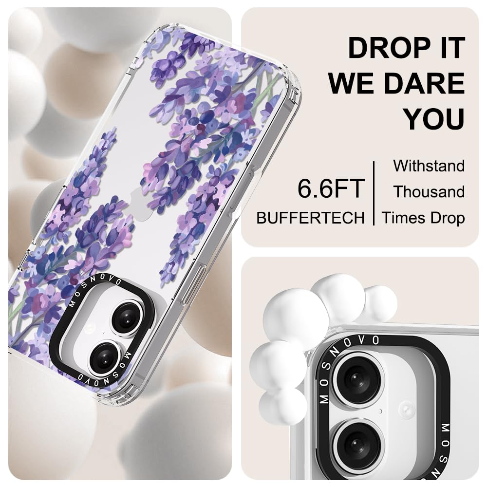 Mosnovo Case For Iphone 16 Plus, [Buffertech 6.6Ft Military-Grade Drop Protection] [Anti Peel Off Tech] Clear Tpu Bumper Phone C