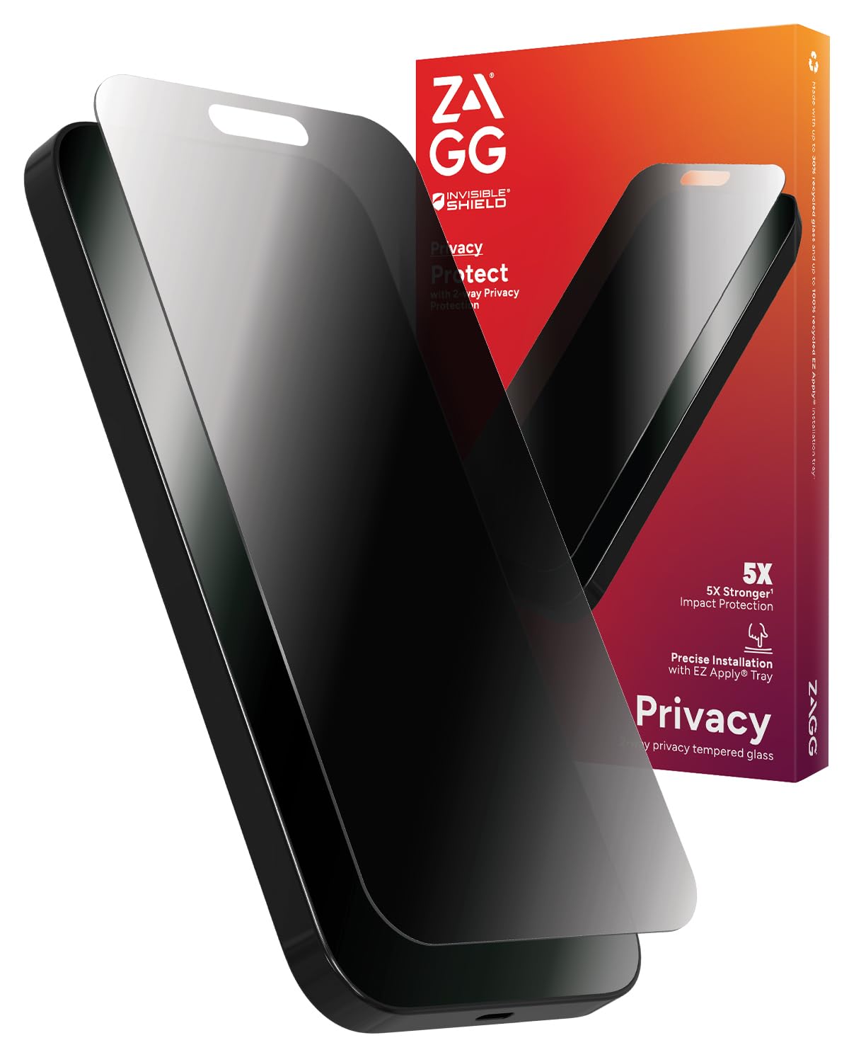 Zagg Invisibleshield Glass Elite Privacy Iphone 15 Pro Max Screen Protector   5X Stronger With Reinforced Edges, 2 Way Privacy F