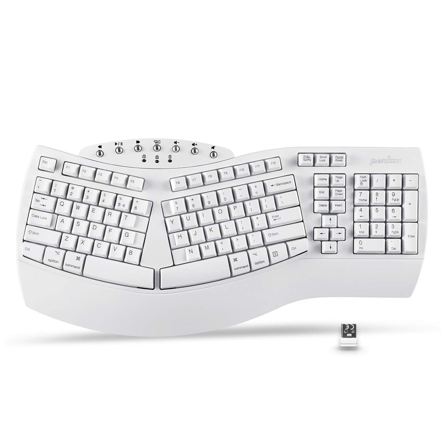 Perixx Periboard 612 Wireless Ergonomic Usb Split Keyboard, Us English Layout