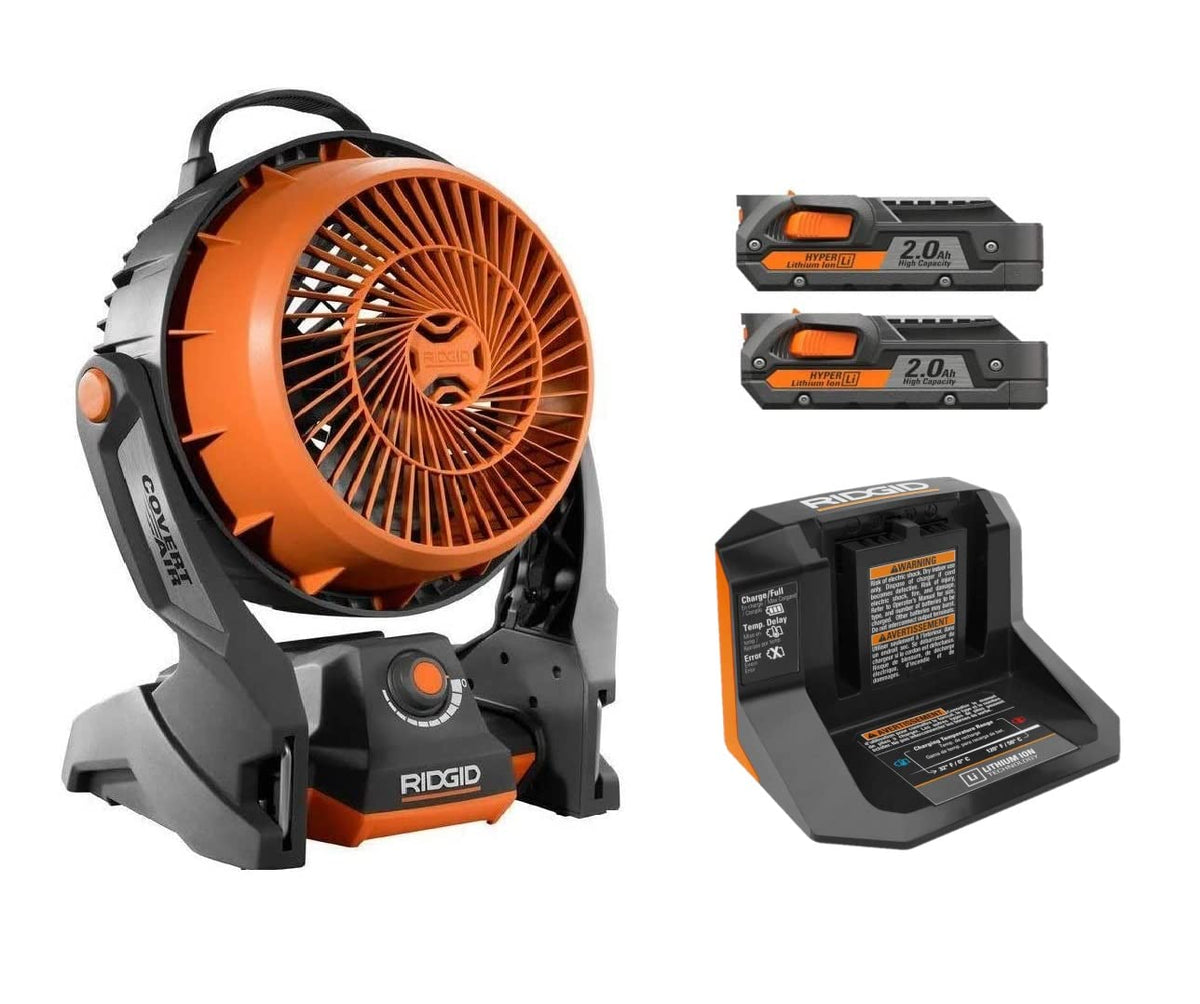 Ridgid 18 Volt Gen5X Portable Hybrid Job Site Fan R860720 + (2) Batteries & Charger (Non-Retail Packaging, Bulk Packaged)