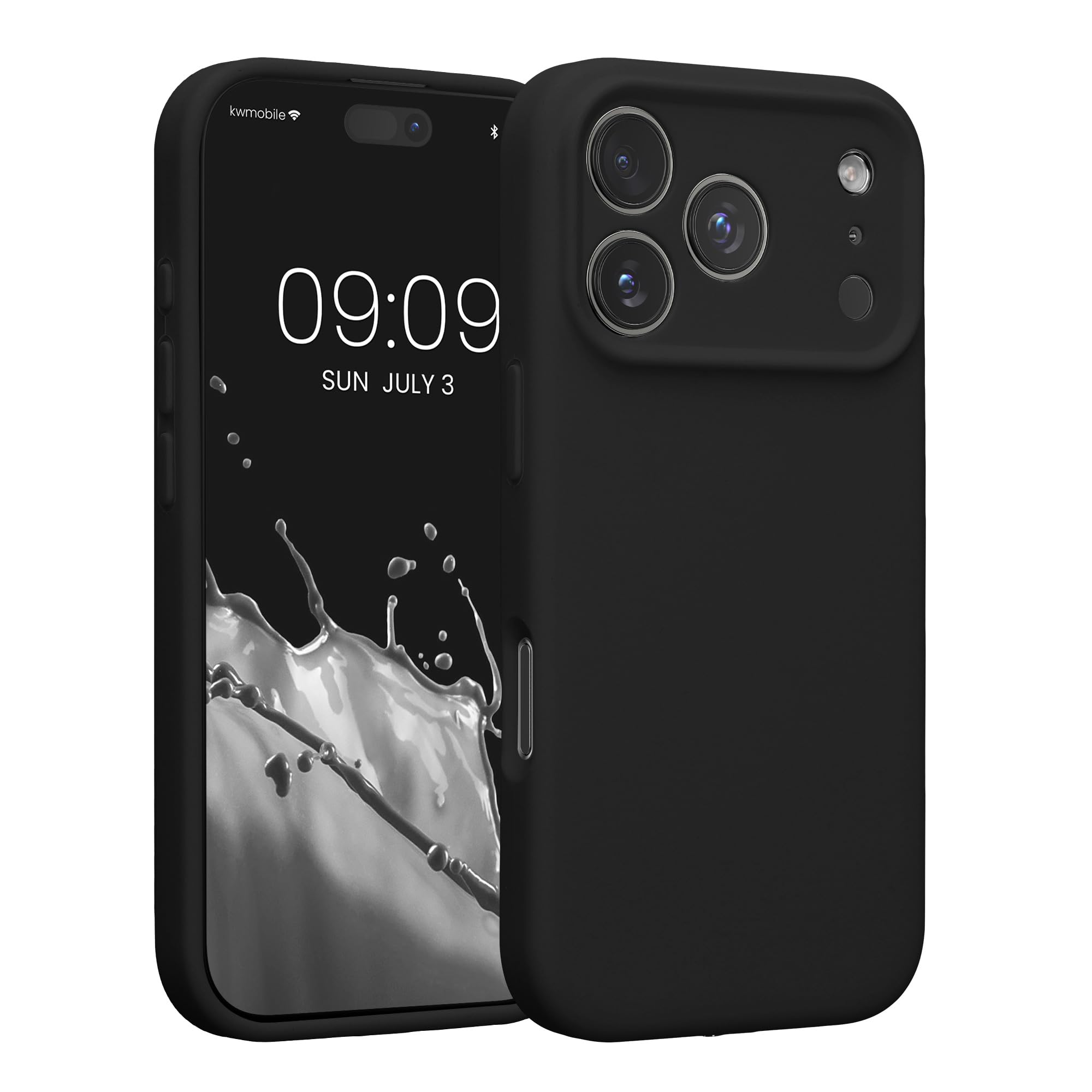 kwmobile Case Compatible with Apple iPhone 17 Pro Case - Slim TPU Silicone Phone Cover - Soft Touch Finish - Black