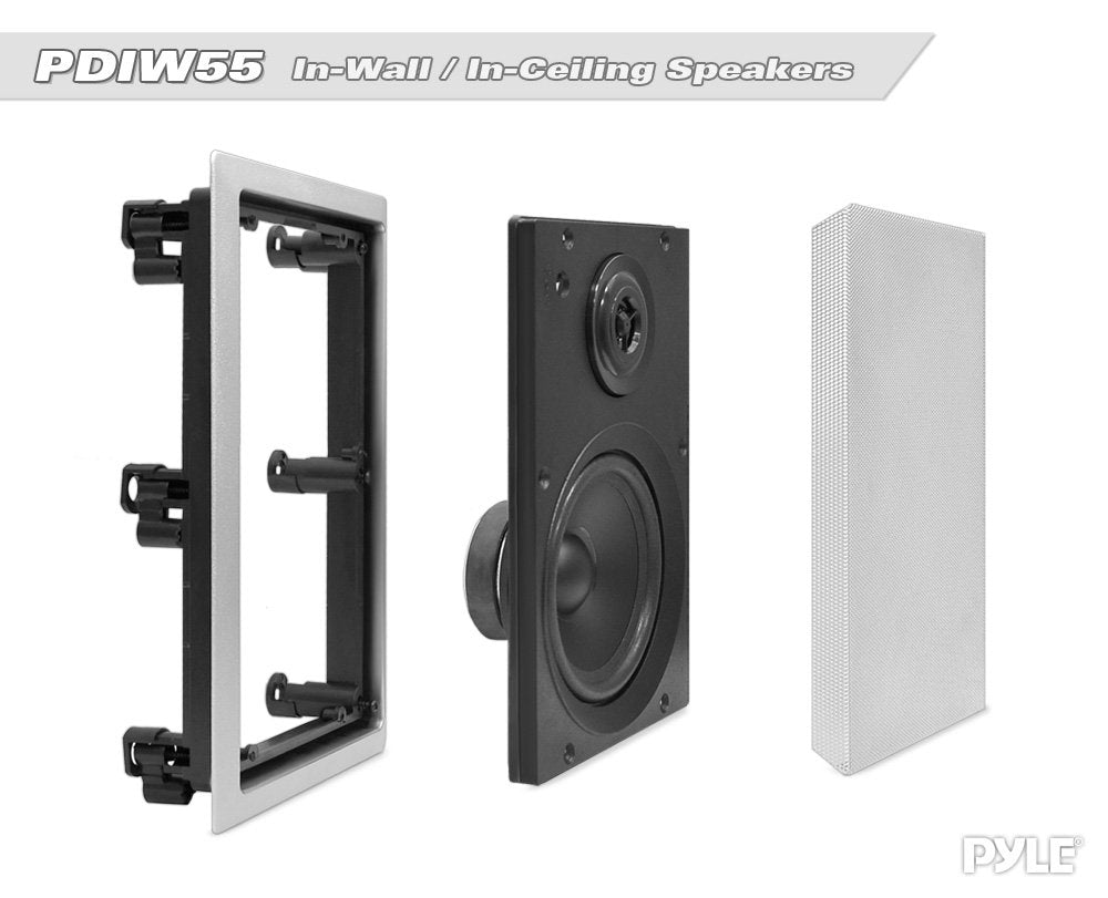 Pyle 150 Watts 5.25'' In Wall / In Ceiling Stereo Speakers   2 Way Flush Mount Stereo Sound Speakers | 5 1/4'' Midbass Speaker