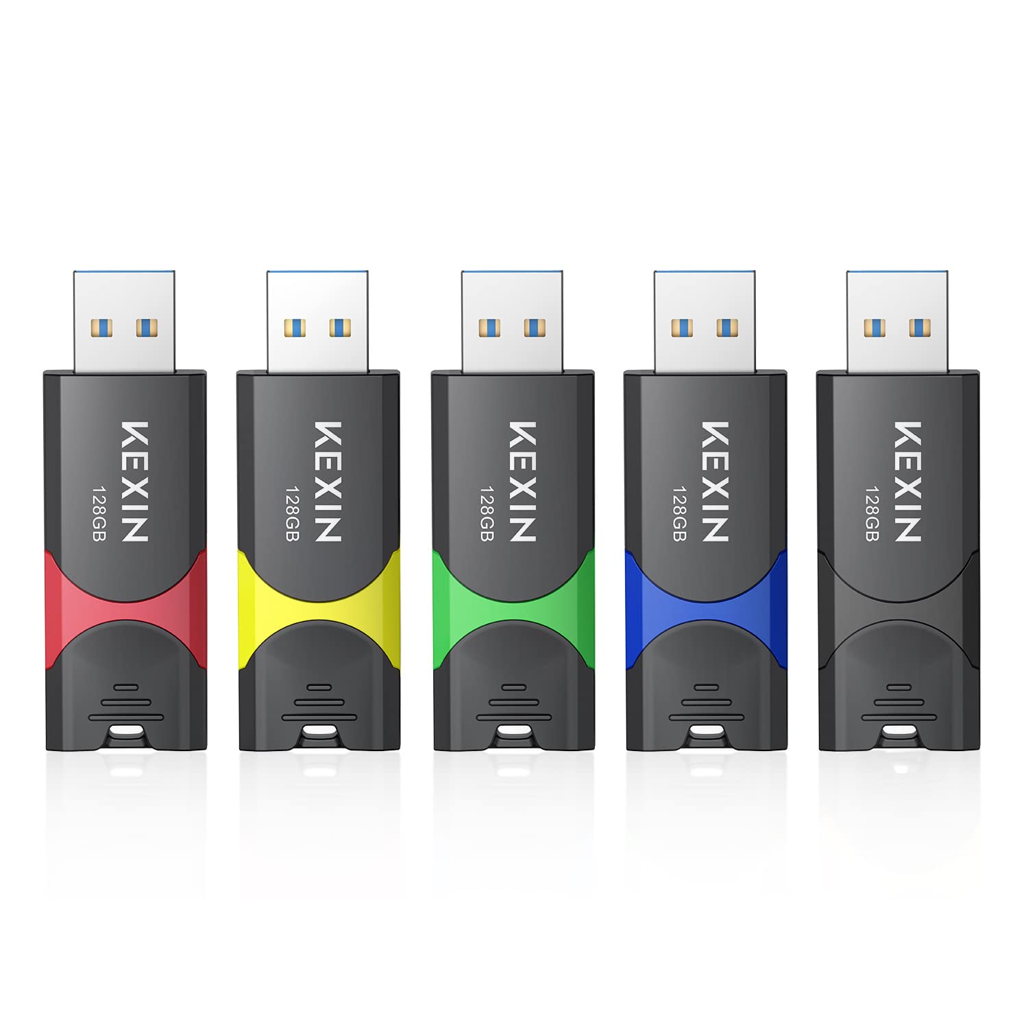 KEXIN 128GB Flash Drive USB 3.0 Thumb Drive 128 GB USB Flash Drive Memory Stick Thumb Drives Jump Drive, 5 Pack Flash Drive 128G