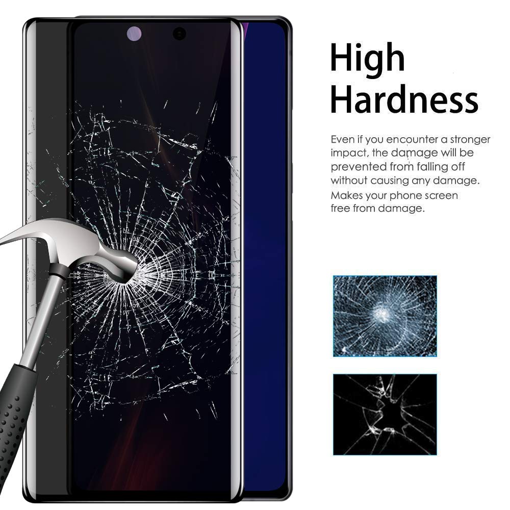 LYWHL Privacy Screen Protector for Samsung Note 20 Ultra - 3 Pack, Tempered Glass, Anti-Spy, Black, 9H Hardness, Bubble Free, No Fingerprint Unlock