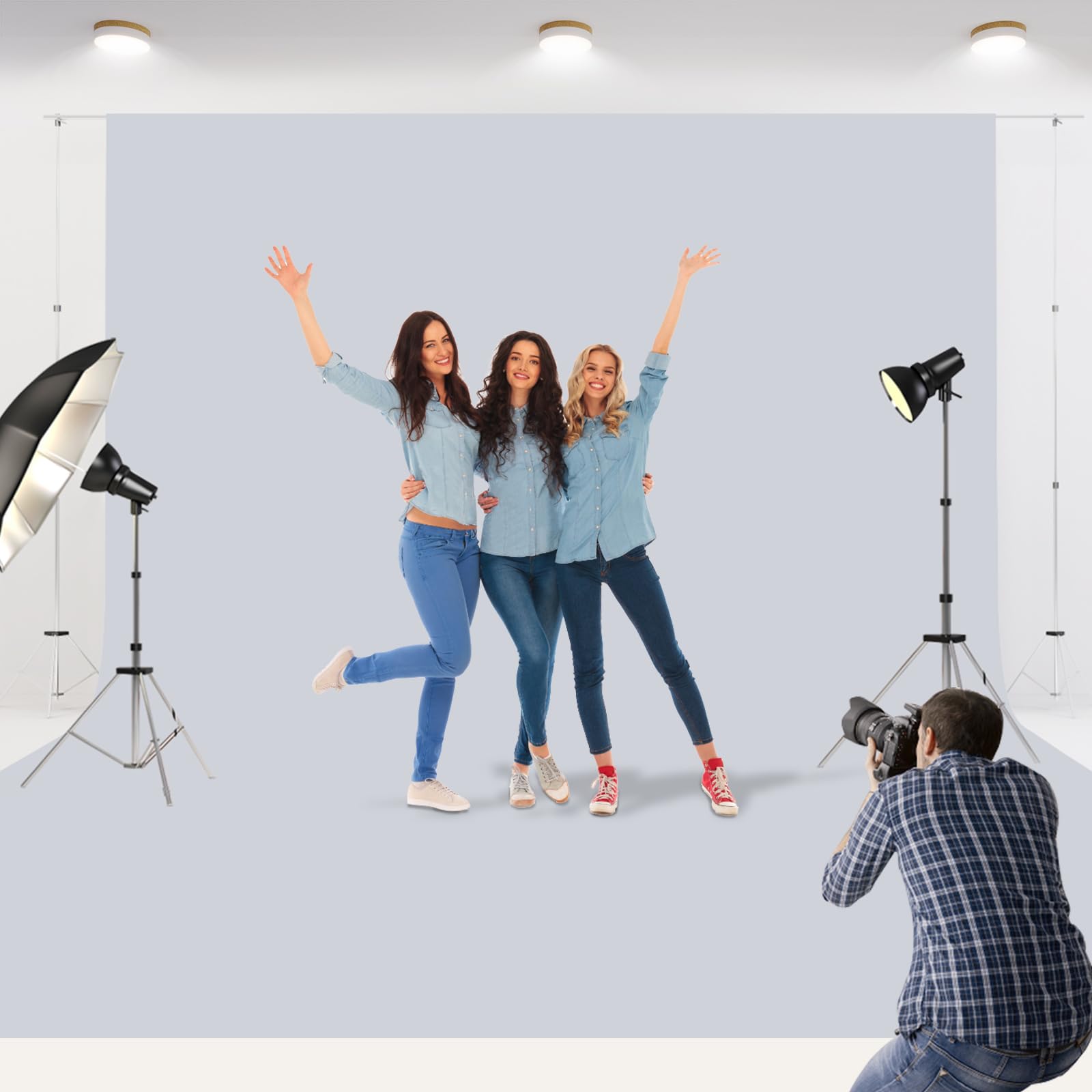 Aimosen 10X10 Ft Gray Backdrop Background For Photography Large Photo Backdrop Curtain Drapes, High Density Gray Screen Backdrop