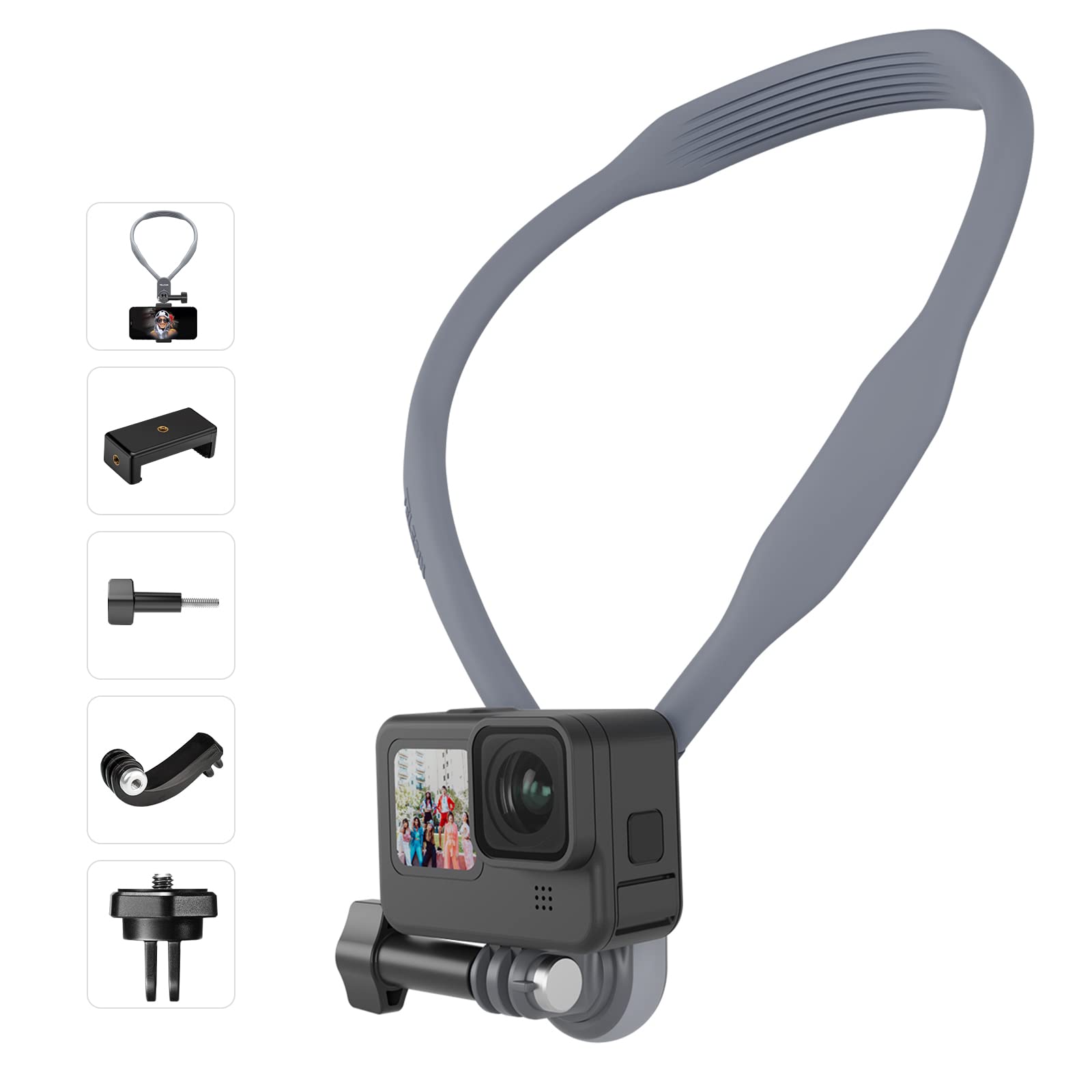 Telesin Magnetic Neck Mount Kit With Phone Clip Vertical Adapter, Pov Selfie Necklace Holder Lanyard Strap For Dji Osmo Action 5 Pro Gopro 13 12 11 10 9 8 Insta360 X3 Go3 Ace Pro Action 3 4 Pocket