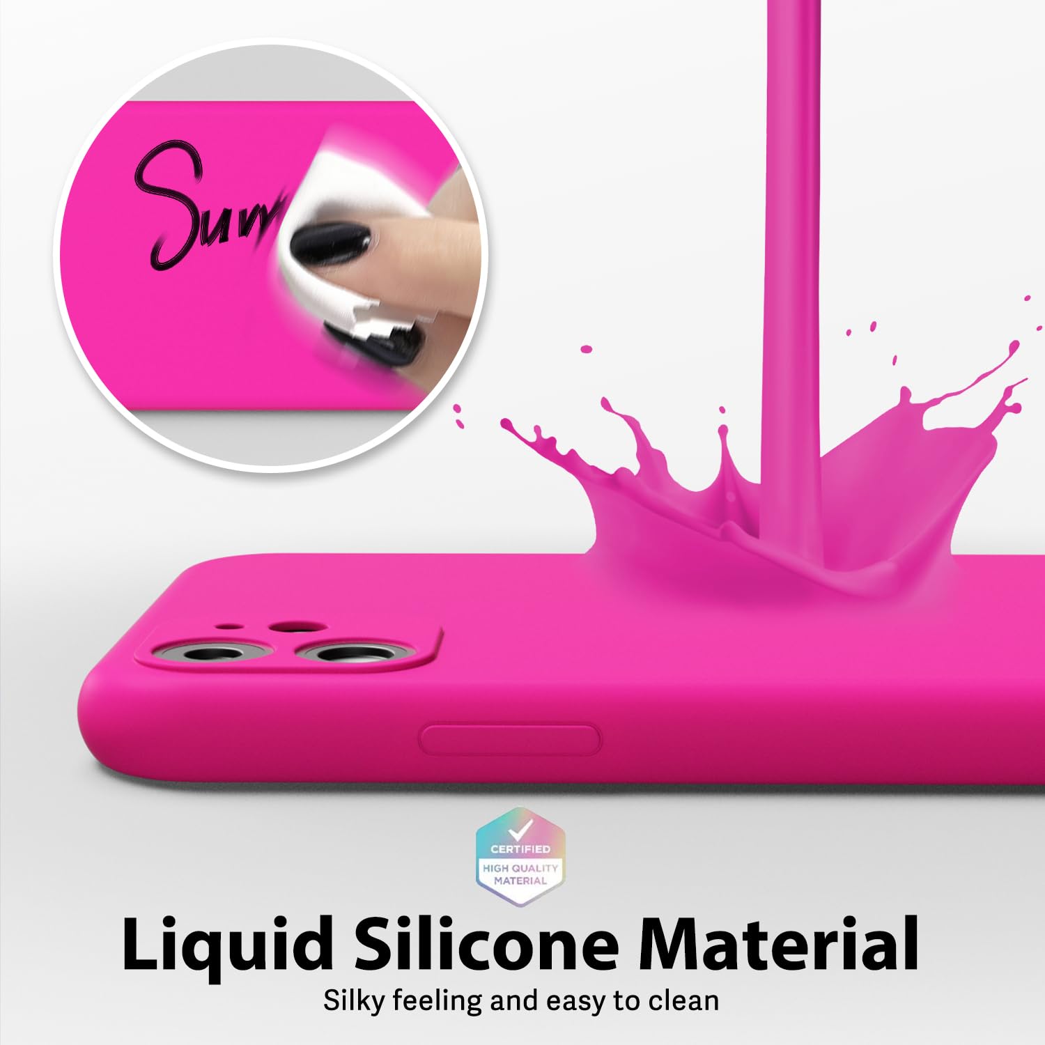 Oakxco For Iphone 11 Phone Case Liquid Silicone, Fluorescent Bright Solid Color, Cute Thin Slim Soft Rubber Tpu Plain Smooth Gel