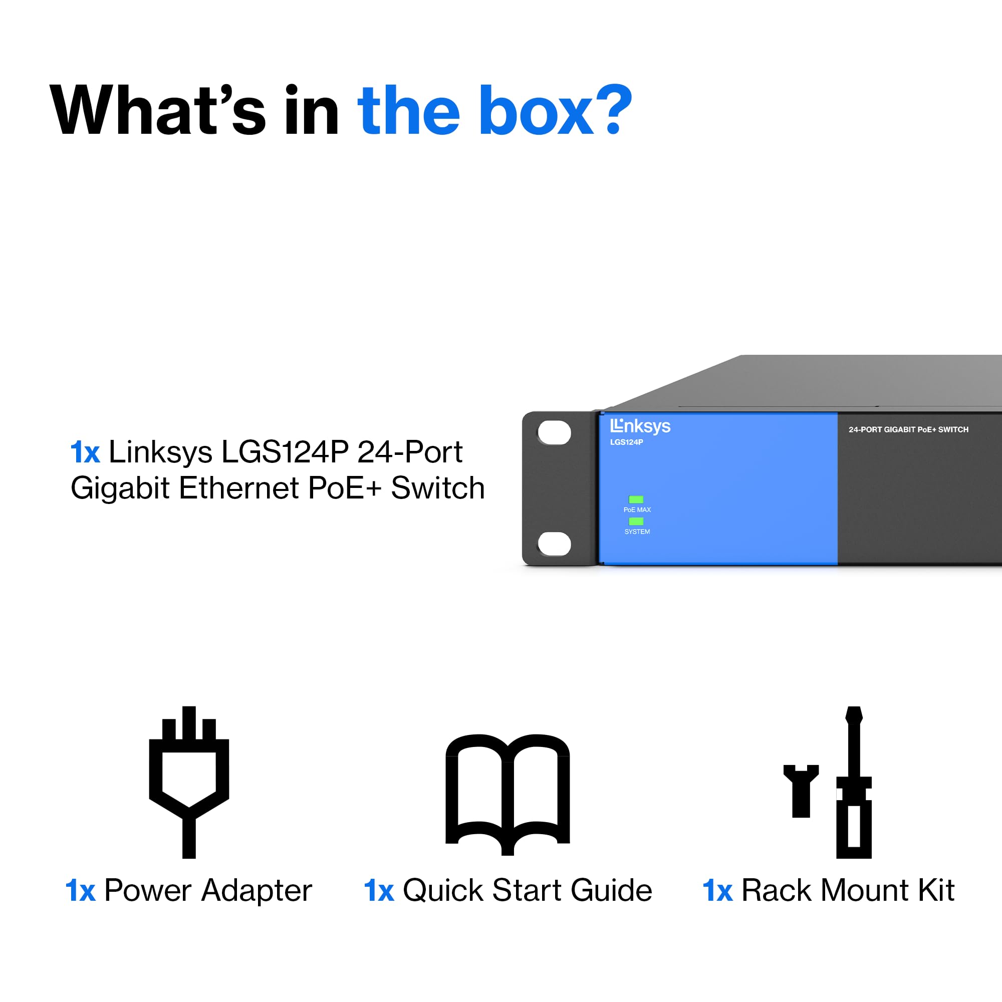 Linksys Lgs124P 24 Port Gigabit Unmanaged Network Poe Switch With 12 Poe+ Ports @ 120W For Business, Office, Ip Surveillance   E