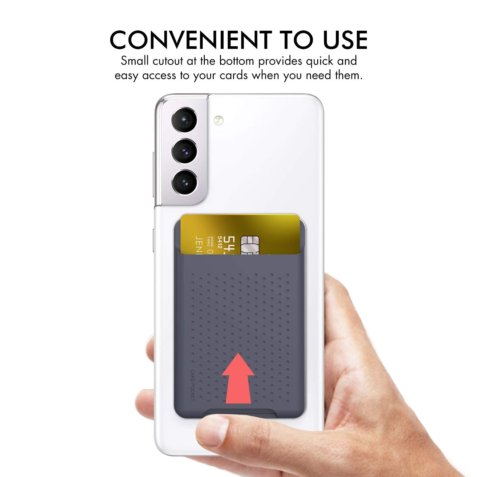 Ahastyle Phone Card Holder Stick On, Slim Phone Wallet Strong Adhesive Silicone Credit Card Pouch Sleeve Compatible With Iphone/