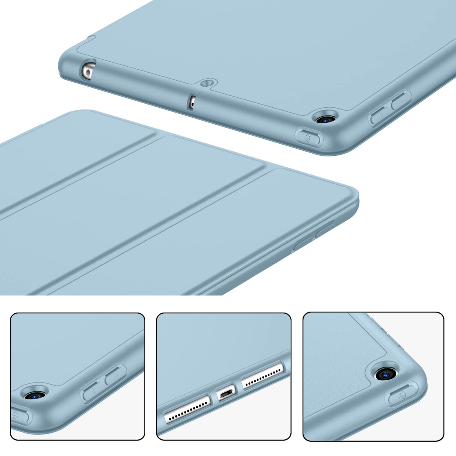 Imieet Ipad 9.7 Case (2018/2017 Model, 6Th/5Th Generation), Smart Cover With Pencil Holder And Soft Baby Skin Silicone Back And Full Body Protection, Auto Wake/Sleep Cover (Light Blue)