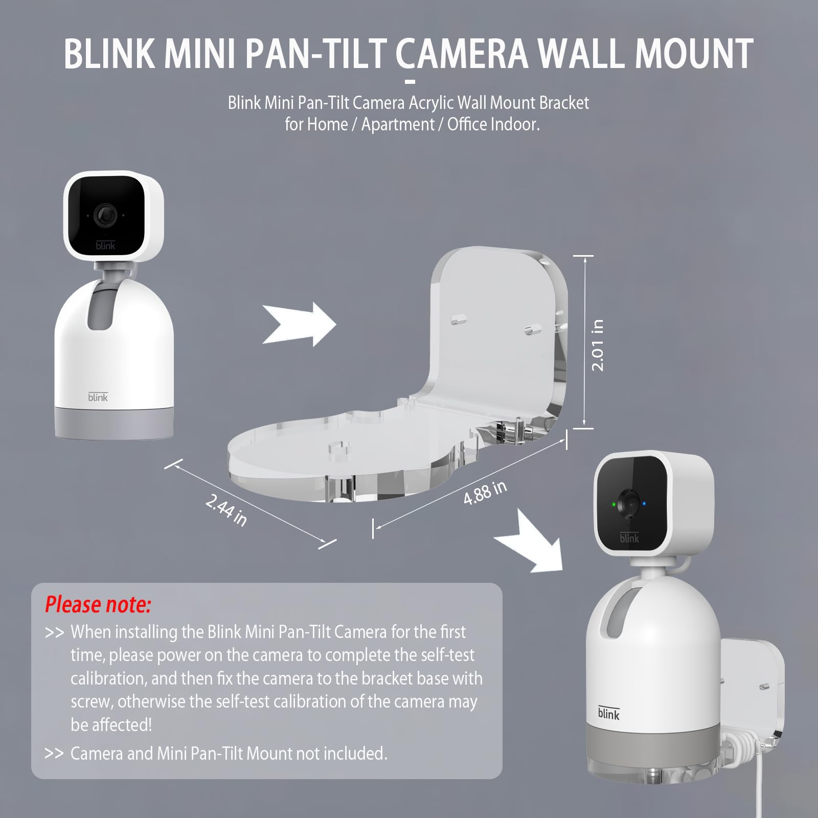 Puuuci Wall Mount For Blink Mini Pan Tilt Camera   Blink Mini Pan Tilt Camera Transparent Acrylic Wall Mount Bracket/Holder For
