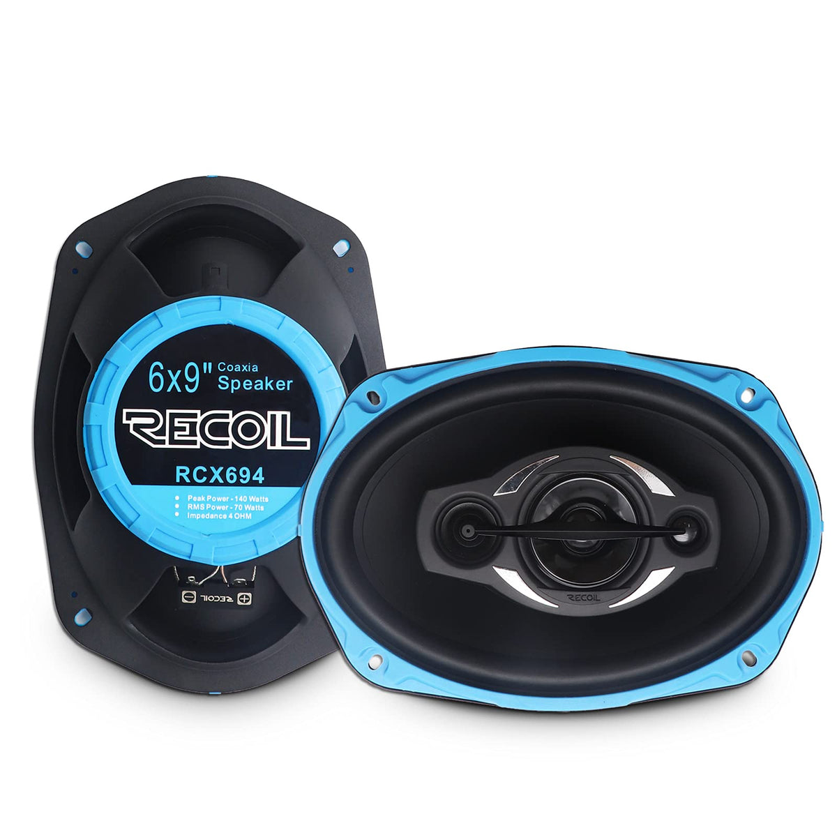 Recoil Rcx694 Echo Series 4 Way 6X9 Inch Car Audio Coaxial Speaker System With Grilles, Sold In Pairs