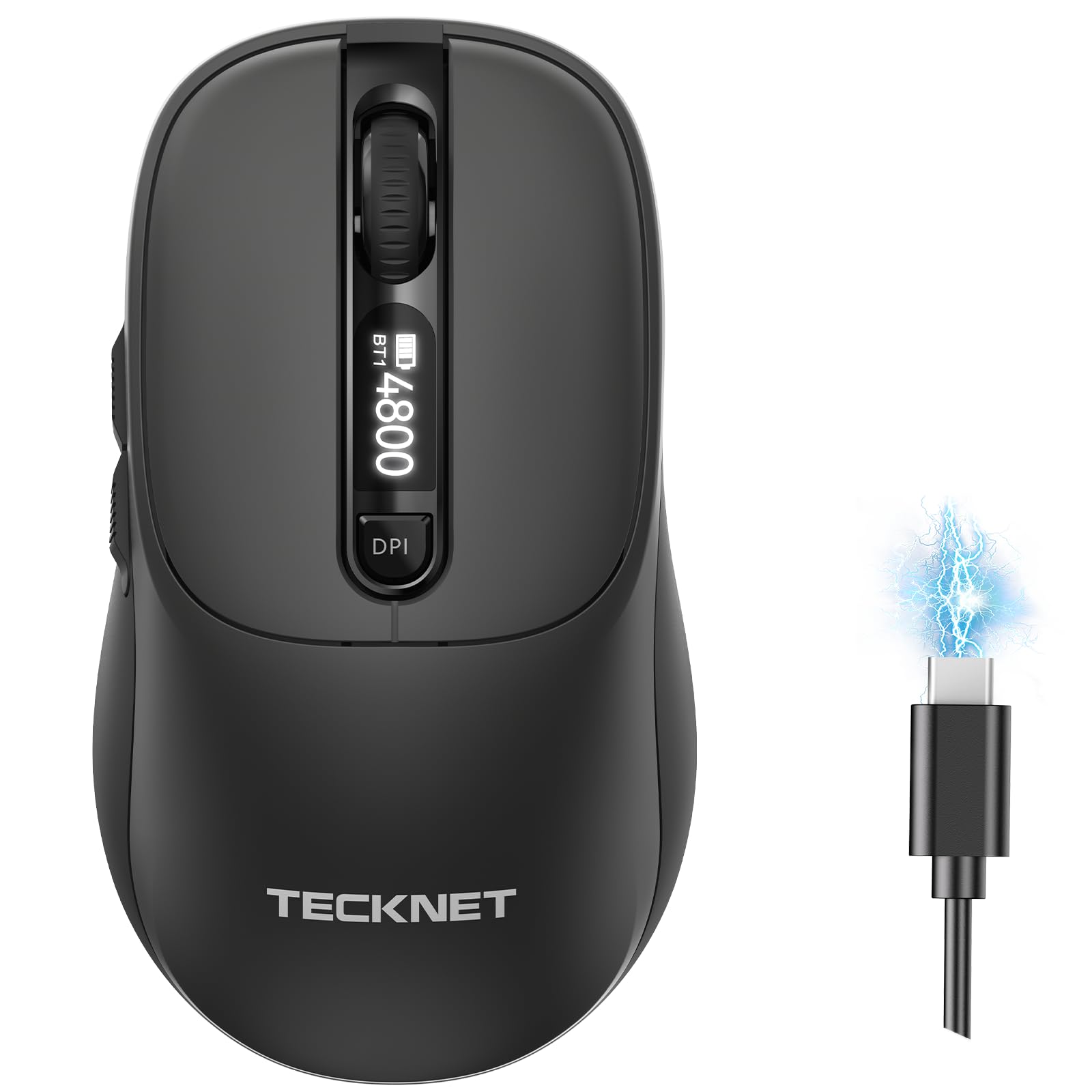 TECKNET Wireless Mouse with LED Display,TriMode Bluetooth Mouse for Laptop