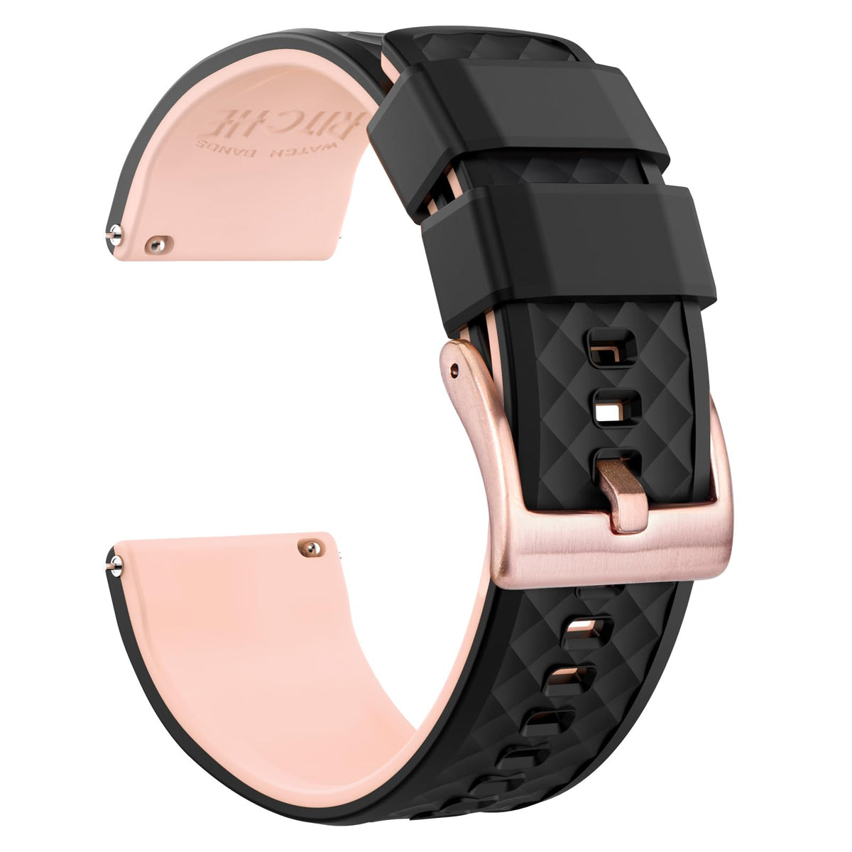Ritche Christmas Gift 22Mm Silicone Watch Band Quick Release Rubber Watch Bands For Men Women   Black Top Pink Bottom Rose Gold