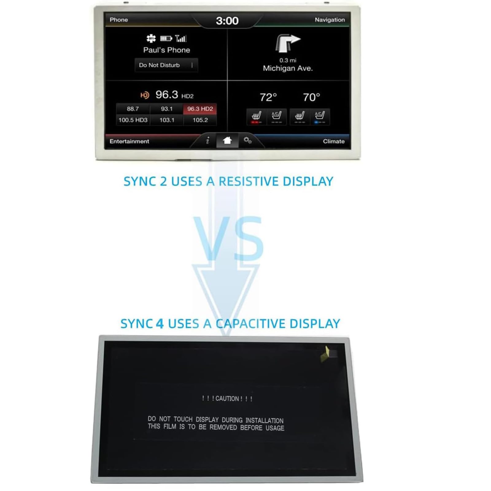 Tephnf For Sync 3 Navigation 8'' Display Touchscreen For Ford Lincoln Radio 2016 2020 Gl3T 18B955 Sb