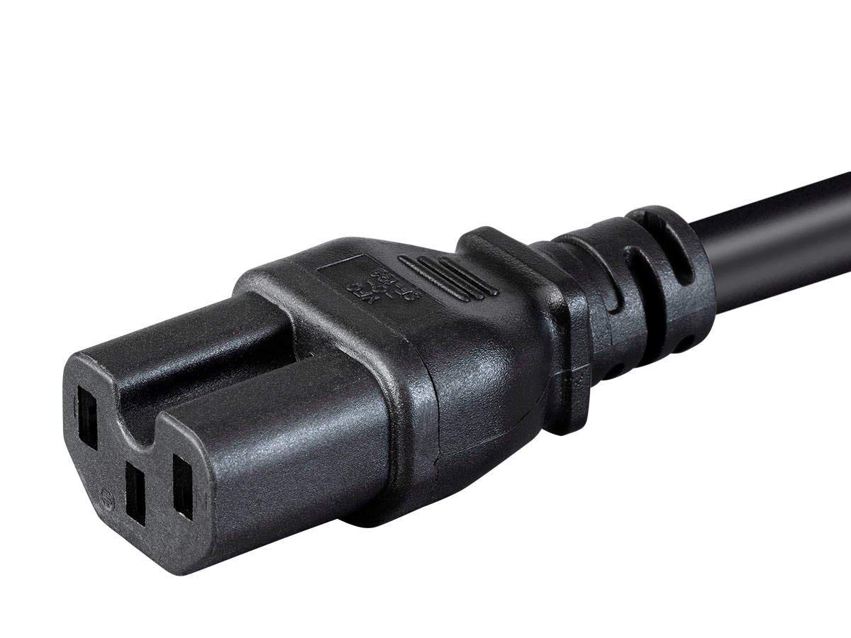 Monoprice Heavy Duty Power Cord   Nema 5 15P To Iec 60320 C15, 14Awg, 15A/1875W, 125V, Sjt, 3Ft, Black