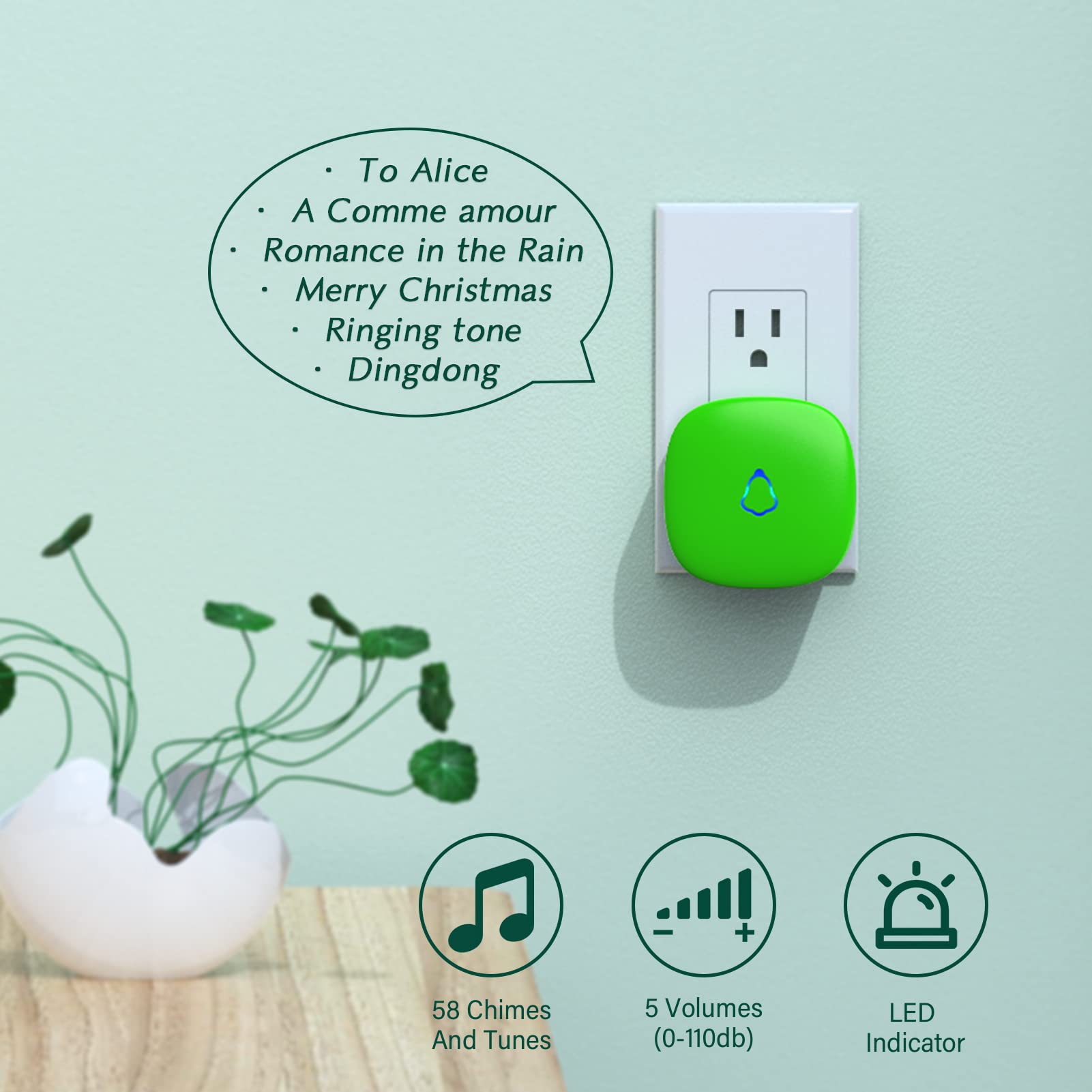 Secrui Wireless Doorbells For Home, Classrooms, Apartments, Businesses, Etc. Easy To Use, Adjustable Volume, 58 Chimes, Colorful