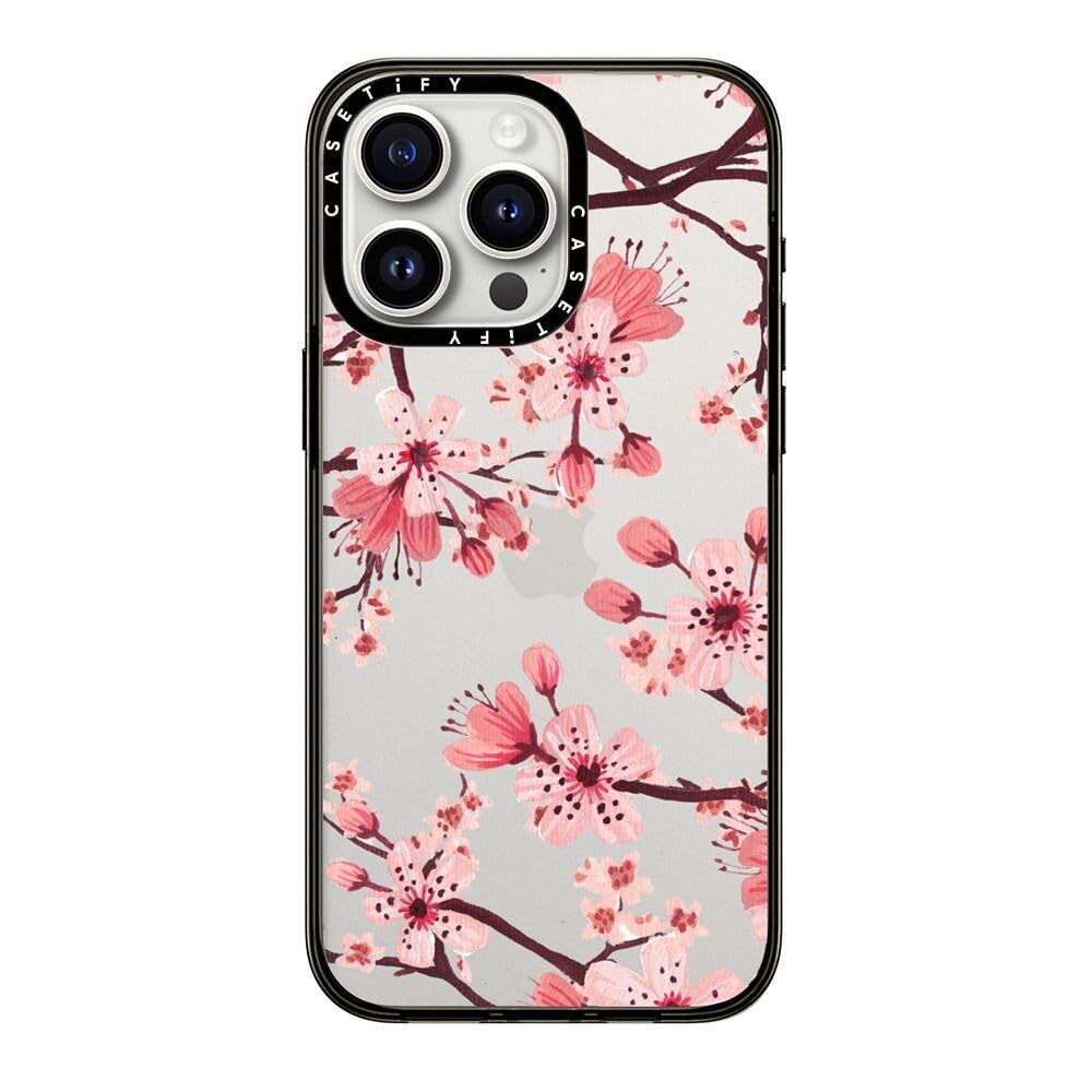 Casetify Compact Case For Iphone 15 Pro Max [2X Military Grade Drop Tested / 4Ft Drop Protection]   Watercolor Blossom   Clear B