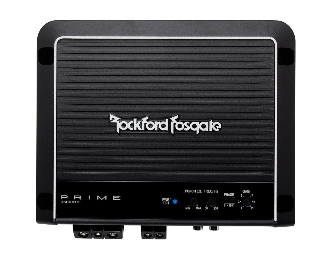 Rockford Fosgate R500X1D 1-Channel Class D Amplifier, Black, Aluminum/Copper, High Power Output