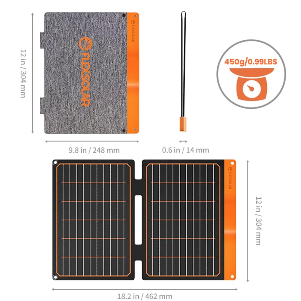 20W Small Solar Panel Charger 5V Usb-A Usb-C Foldable Portable Lightweight Etfe Power Emergency Panel Ip67 Waterproof Hiking Cam