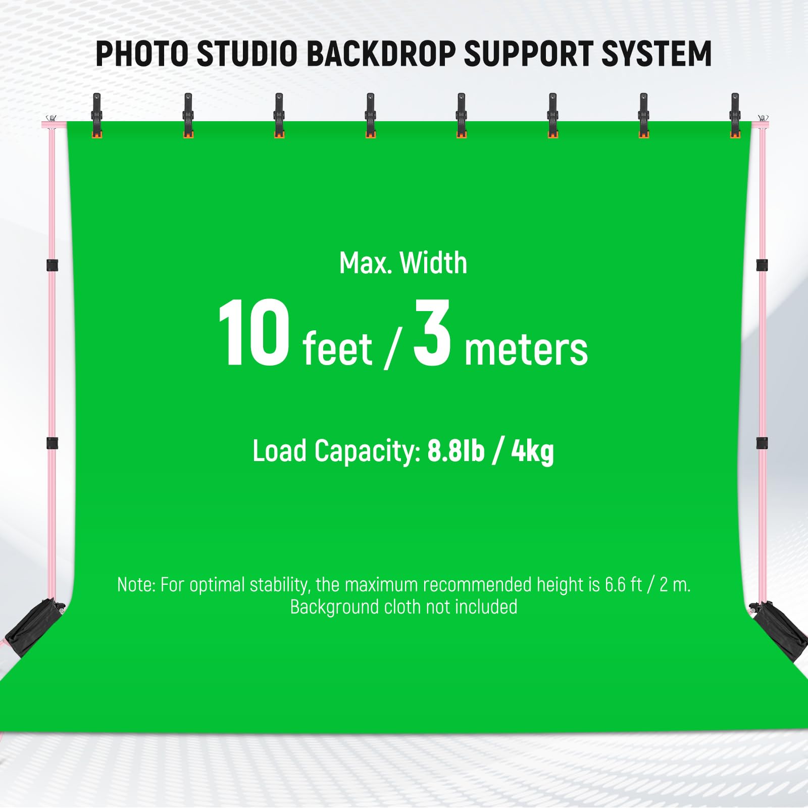 Neewer Backdrop Stand 10Ft X 7Ft, Adjustable Photo Studio Backdrop Support System For Wedding Parties Background Portrait Photog