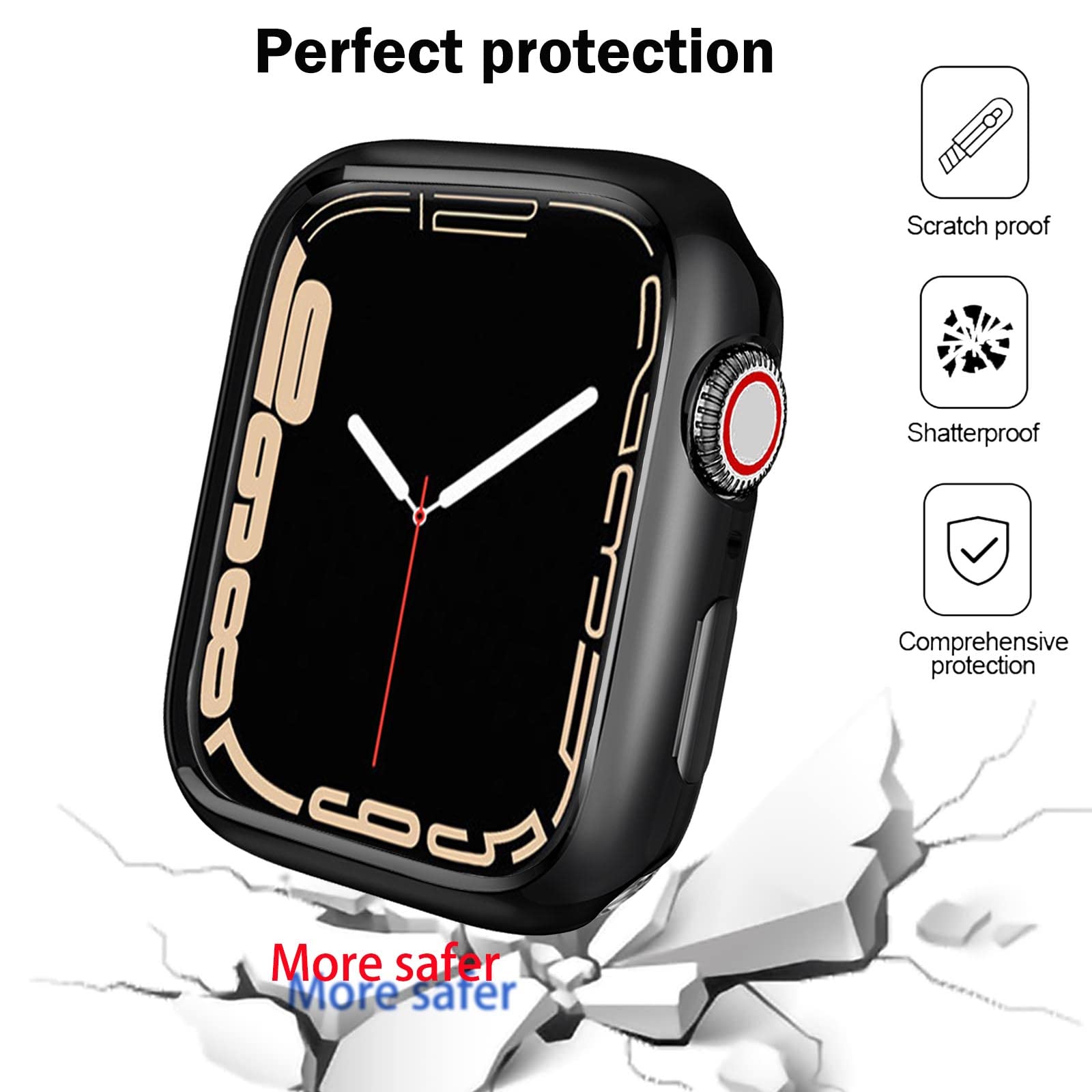 Botomall Compatible With Apple Watch Bumper Case 44Mm Series 6 5 4 Se Soft Flexible Tpu Thin Lightweight Protective Cover For Iw