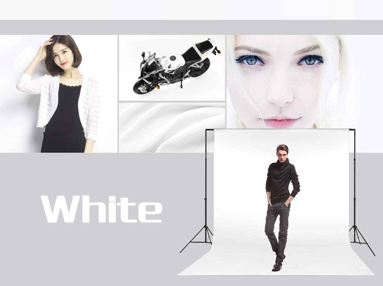 Lylycty 5X7Ft [Backdrop] White Screen Key Soft Pure White Studio Photography Background Id Photo, Customized Props Ly164