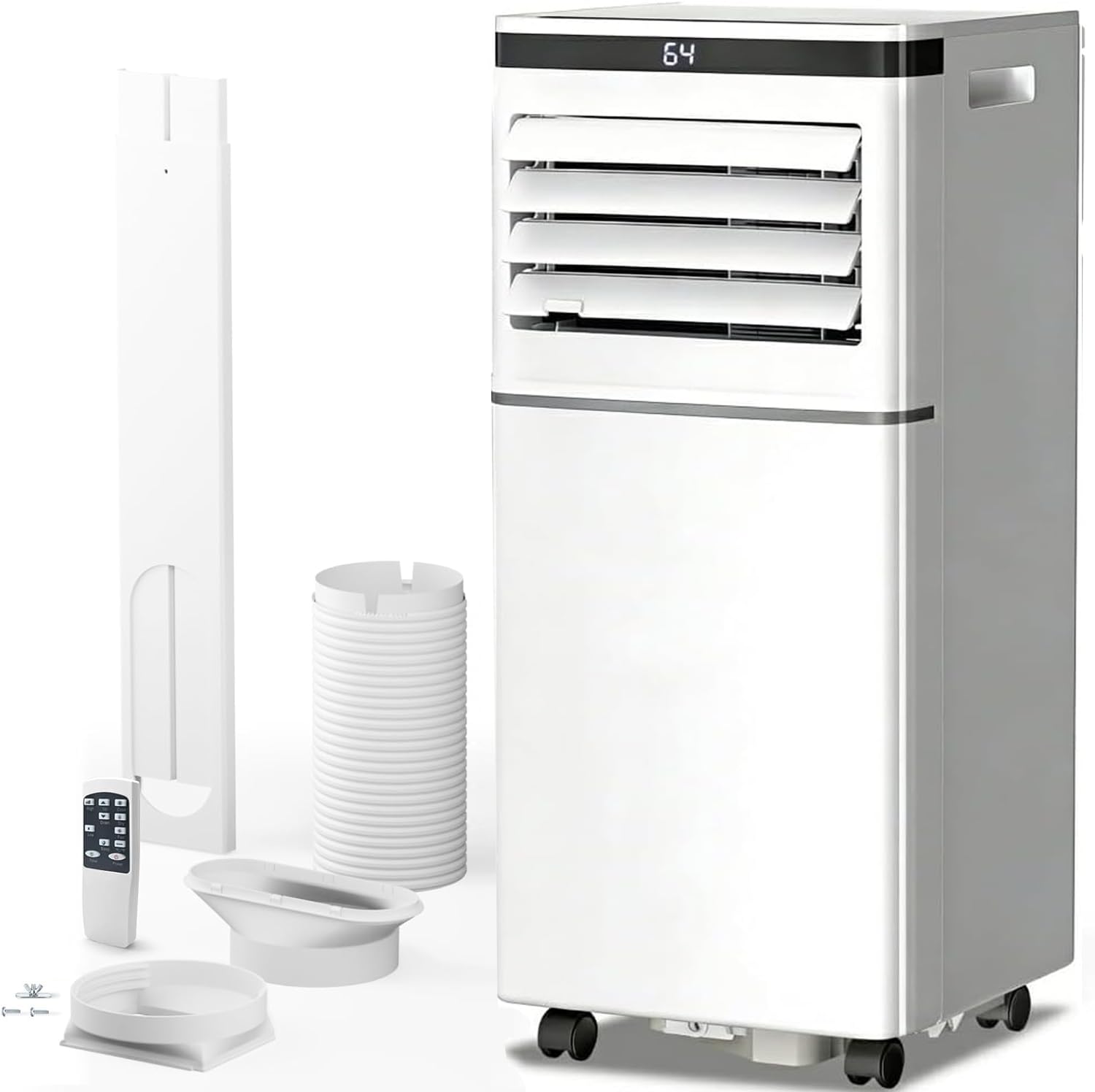 Portable Air Conditioner, 10000 BTU, Cools Up to 450 Sq Ft, Remote Control, 2 Fan Speeds, 24 Hour Timer, Quiet Operation & Fan M
