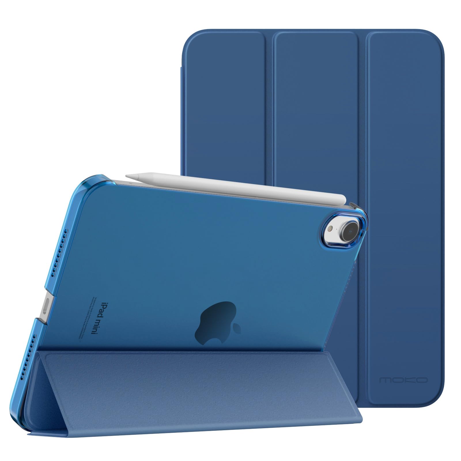MoKo for iPad Mini 7 (A17 Pro) Case 2024,iPad Mini 6 Case 2021,8.3 inch iPad Mini 7th/6th Generation Case,Slim Lightweight Hard Back Shell Stand Cover for iPad Mini 2024 with Touch ID, Navy Blue
