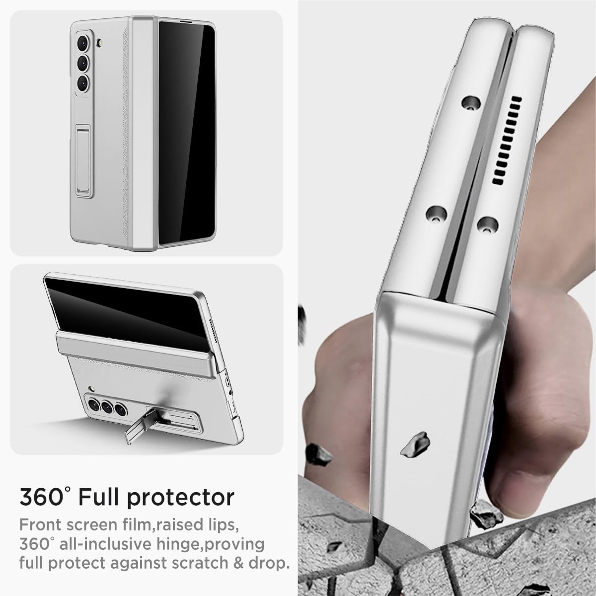 Miimall For Z Fold 6 Case With Privacy Screen Protector, [Military Grade Drop Protection] Built In Adjustable Kickstand & Magnet