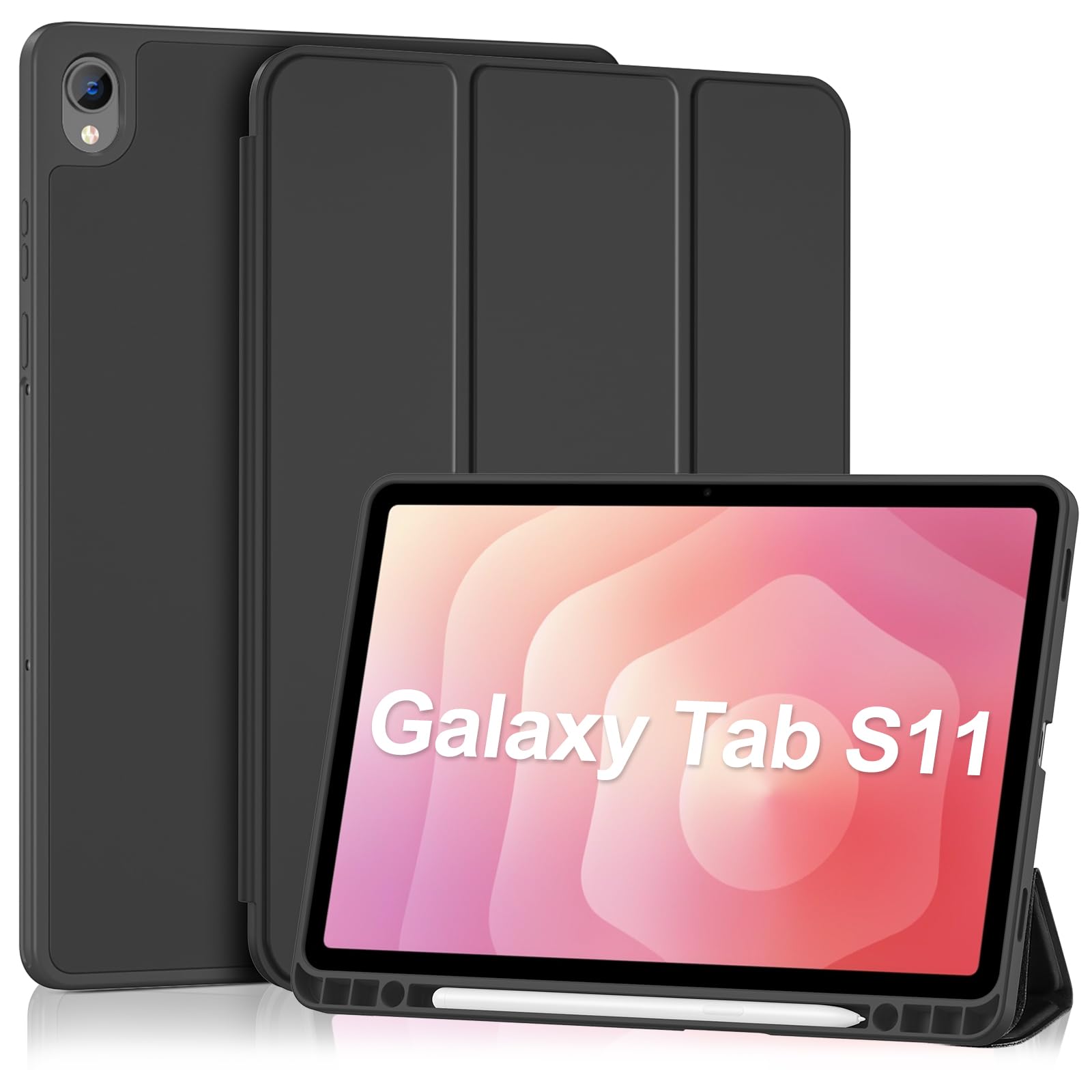 ProCase Smart Case for Samsung Galaxy Tab S11 11-Inch 2025 (SM-X730/SM-X736B) with S Pen Holder, Tri-Fold Stand Cover with Soft 