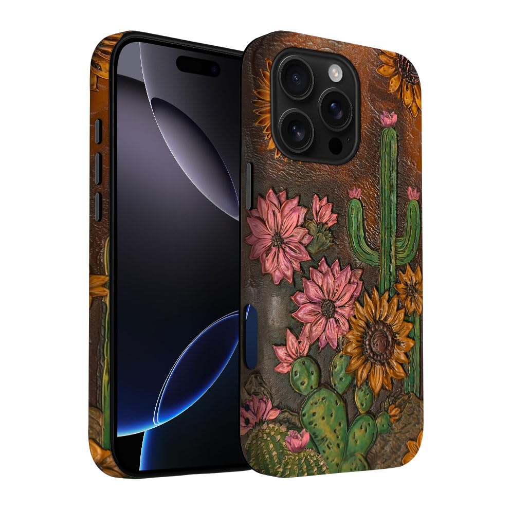 Yuzbira for iPhone 16 Pro Case | Cactus Sunflower | Slim Drop Protection Design