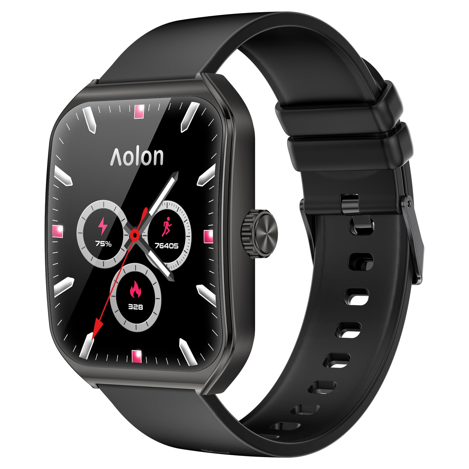 Aolon Curve Smart Watch For Men Women, 1.83'' Hd Smartwatch With Black Aluminium Case Black Band (Answer/Make Call), 120+ Sport 