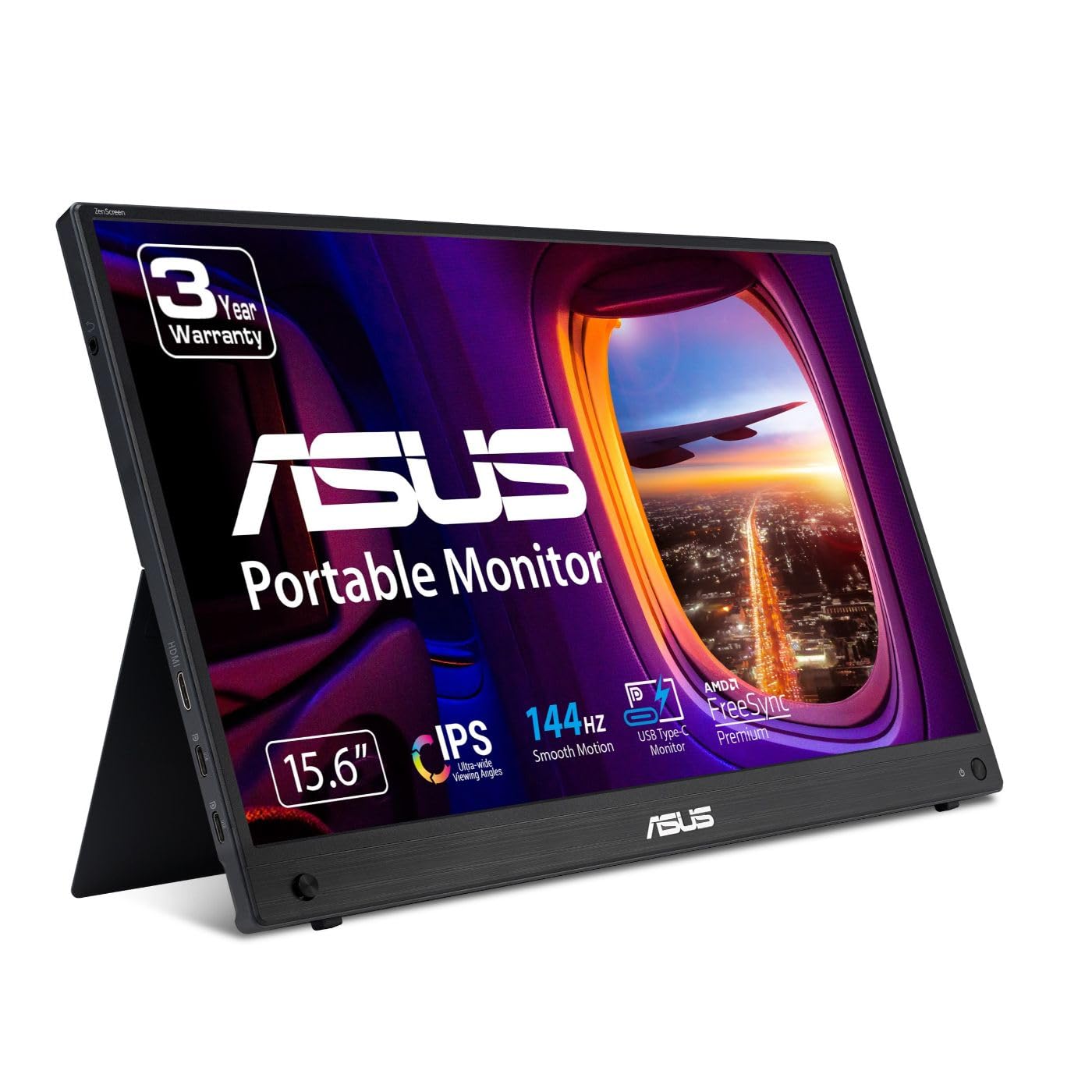 ASUS ZenScreen 15.6    1080P Portable USB-C Monitor (MB16AHG) - Full HD, IPS, 144Hz, Mini-HDMI, Freesync Premium, Ergo kickstand